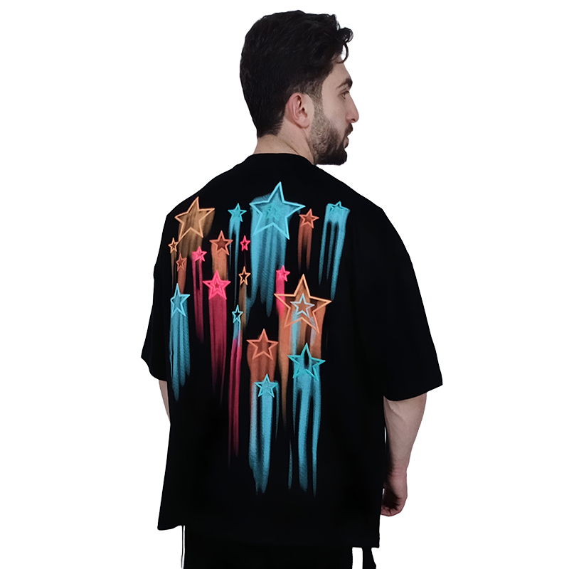 خرید تیشرت طرح استار رنگ مشکی | خرید تیشرت خاص از وایت رز