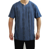 تیشرت یقه کوبایی آبی مراکشی