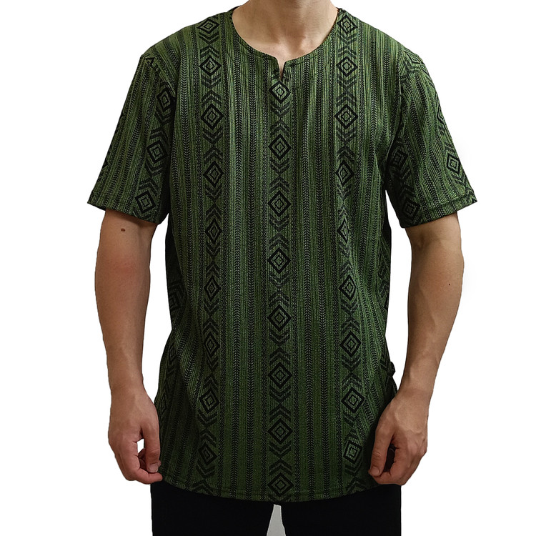 تیشرت یقه کوبایی سبز مراکشی