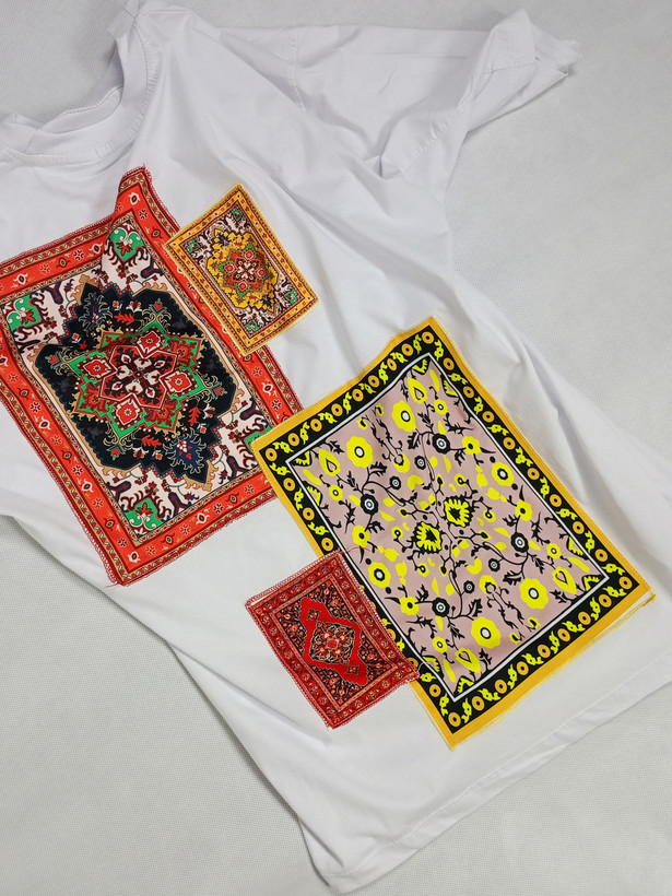 تیشرت آستین کوتاه مردانه نخ پنبه گرم بالا طرح قالی