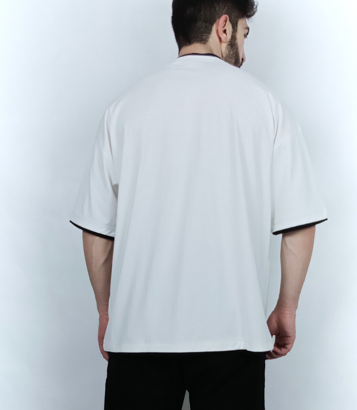 تیشرت ساده آستین کوتاه مردانه طرح لبه نواری قواره لش در رنگ بندی های متنوع برند ZARA