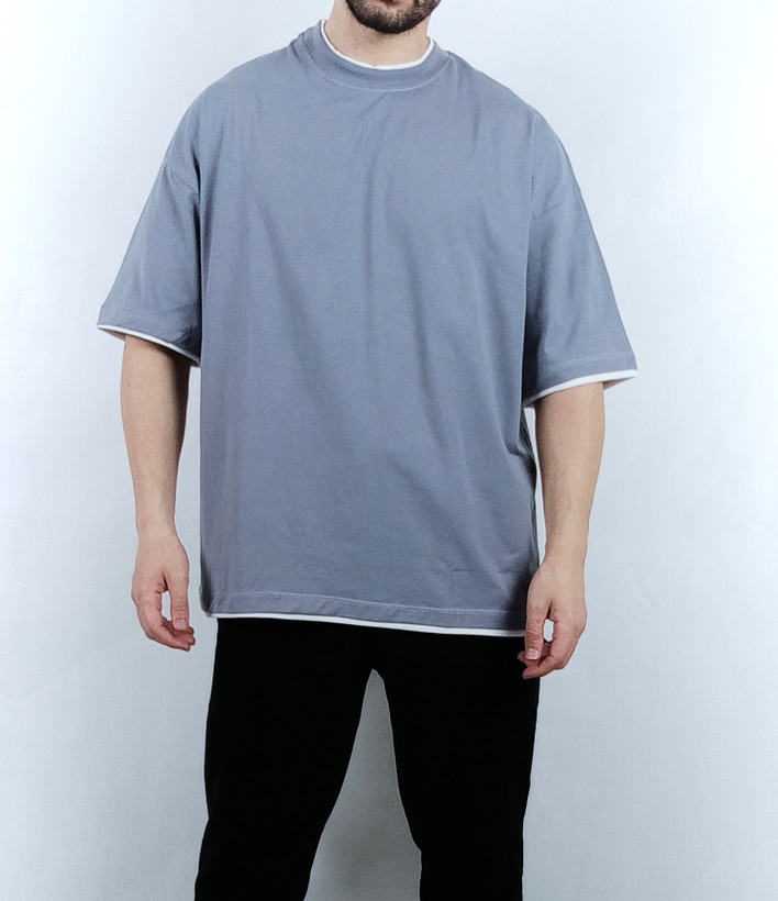 تیشرت ساده آستین کوتاه مردانه طرح لبه نواری قواره لش در رنگ بندی های متنوع برند ZARA