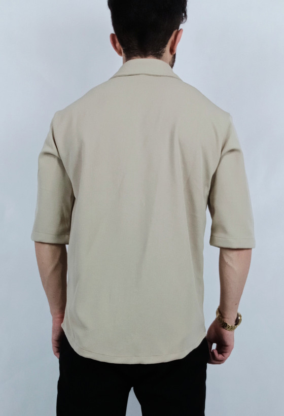 پیراهن آستین کوتاه مردانه طرح میله ای نسکافه ای