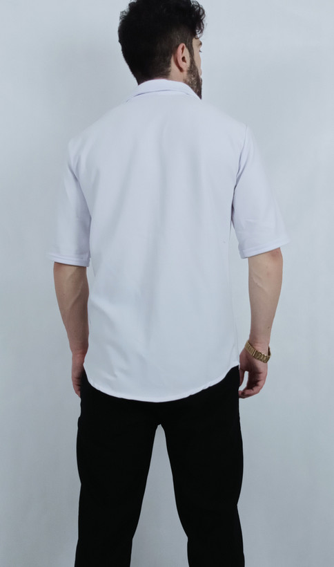 پیراهن آستین کوتاه مردانه طرح میله ای سفید