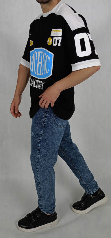 تیشرت آستین کوتاه مردانه مشکی قواره باکسی مچینست