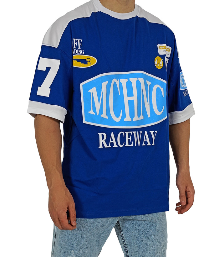 تیشرت آستین کوتاه مردانه آبی قواره باکسی مچینست