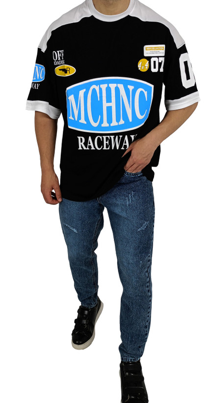 تیشرت آستین کوتاه مردانه مشکی قواره باکسی مچینست