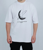 تیشرت آستین کوتاه مردانه سفید طرح ماه شب نما