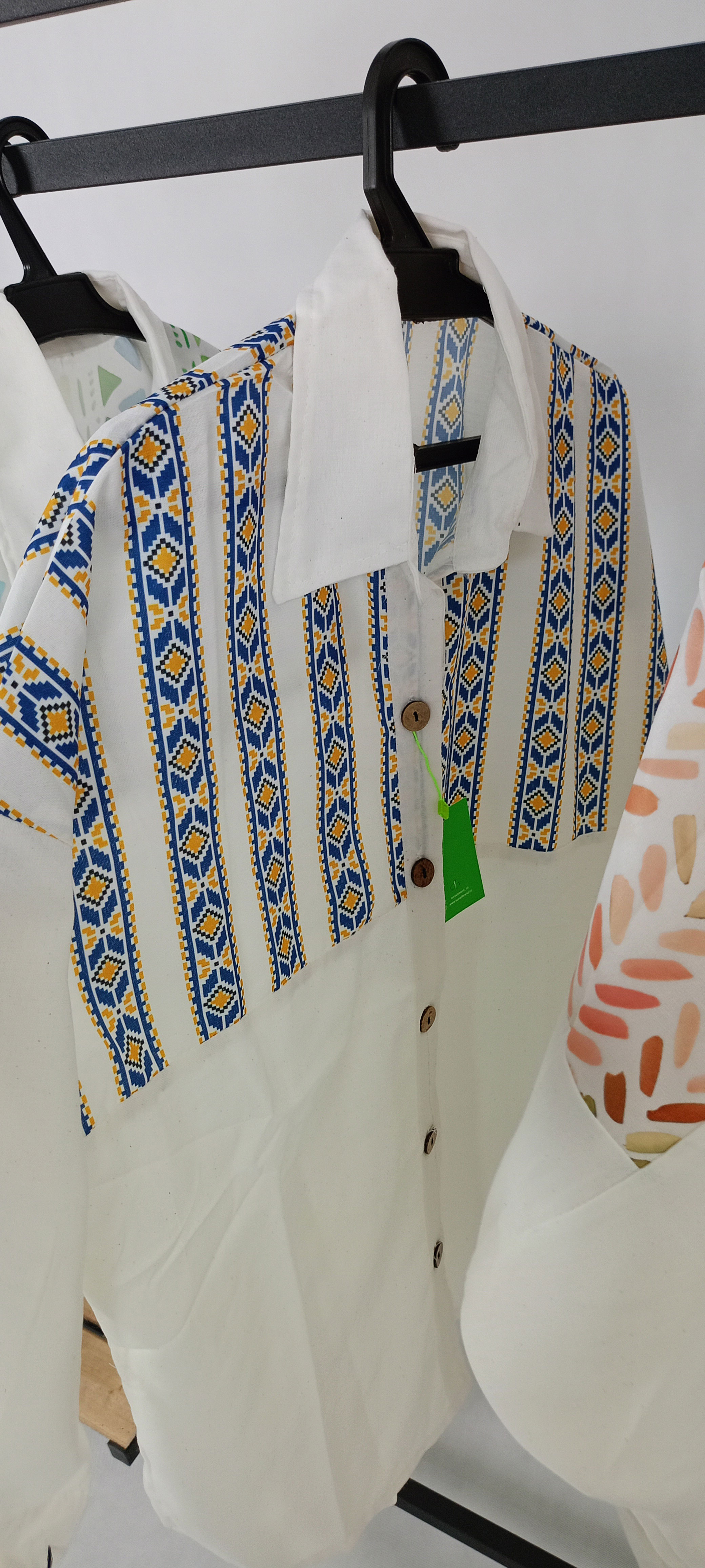 شومیز آستین بلند زنانه طرح سنتی آبی