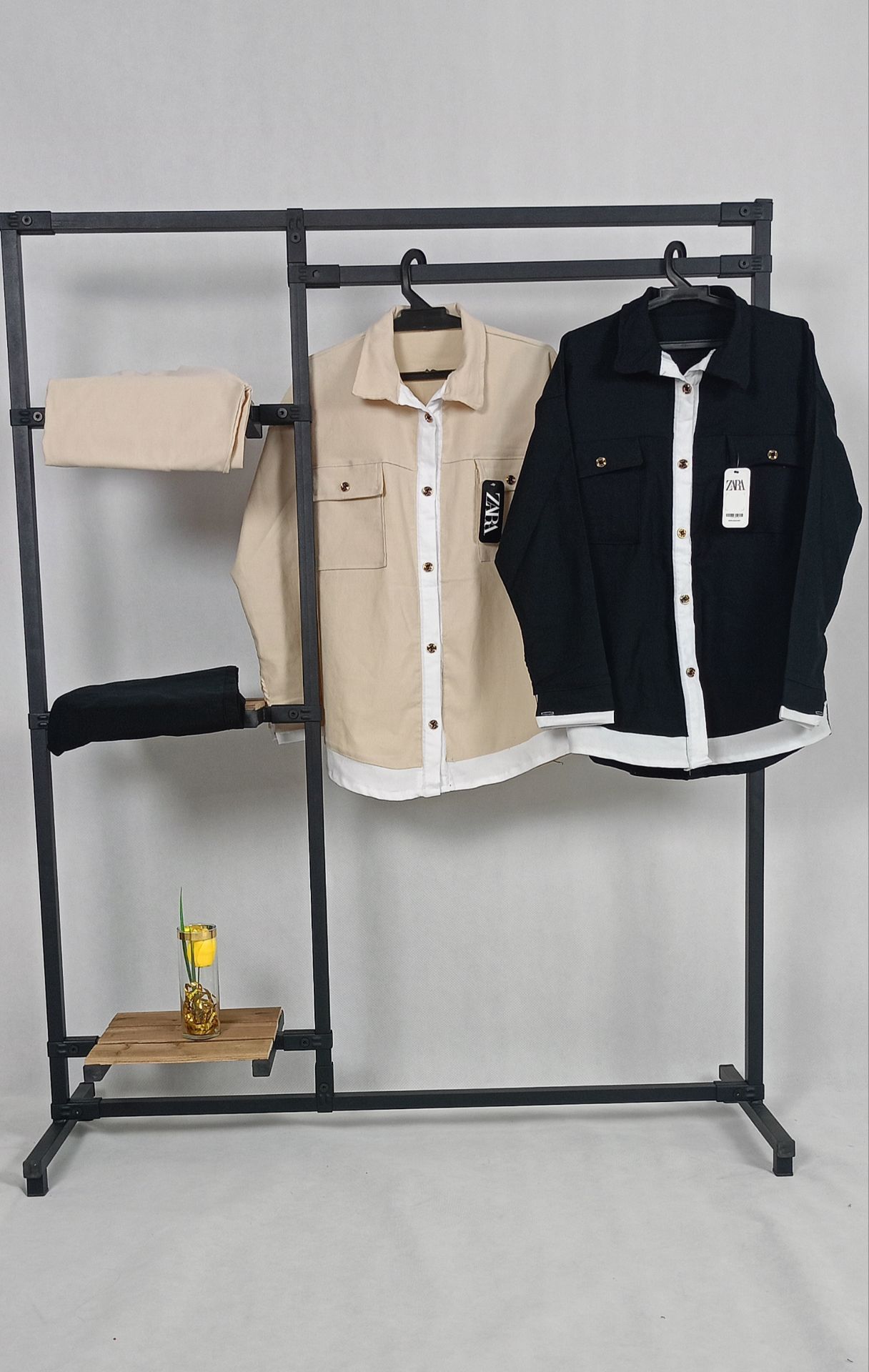 ست مام استایل زنانه نوار سفید برند zara رنگبندی خاص