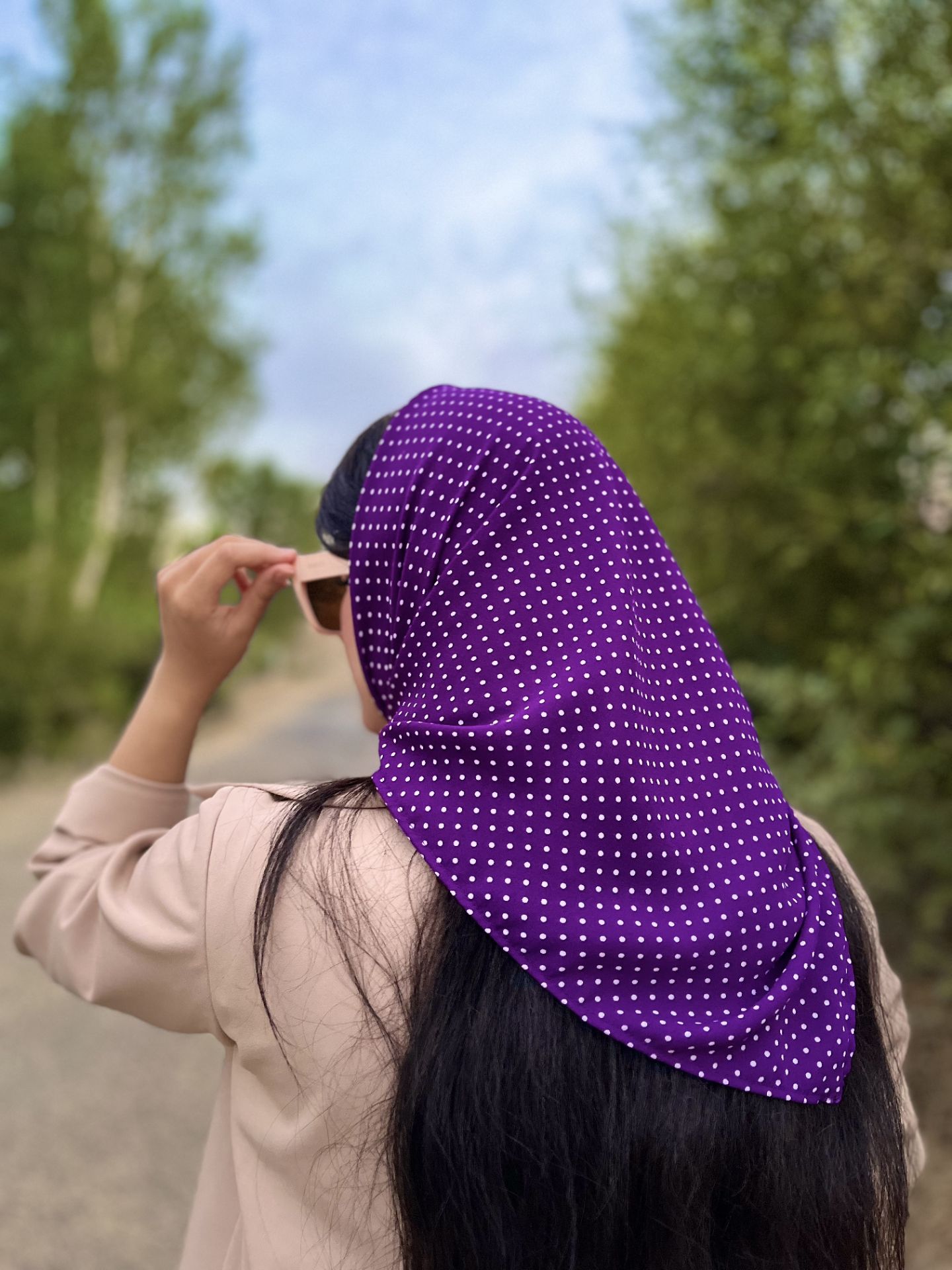 ZIZI SCARF purple polka dot mini scarf for girls