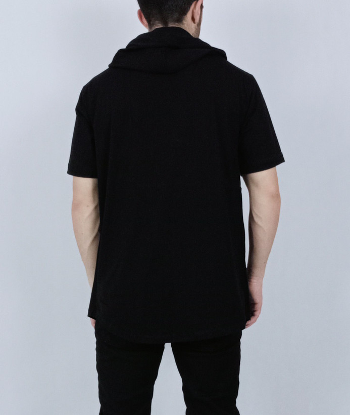 تی شرت کلاه دار آستین کوتاه مردانه مشکی سفید