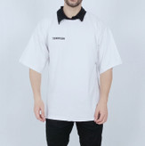 تی شرت آستین کوتاه قواره لش سفید یقه بلایزر