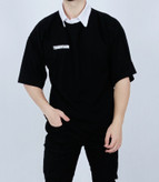 تی شرت آستین کوتاه قواره لش مشکی یقه بلایزر کپی