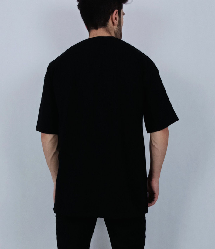 تی شرت ساده آستین کوتاه مردانه قواره لش مشکی