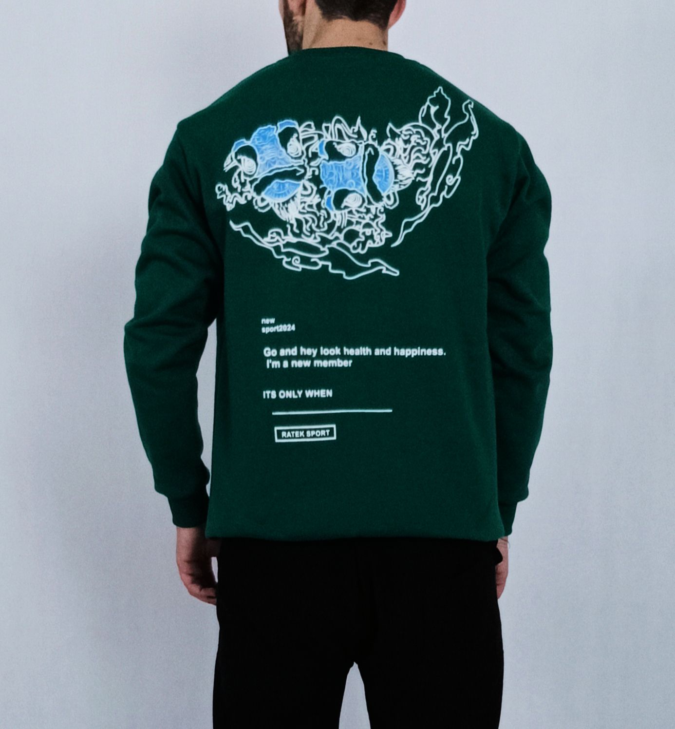 دورس آستین بلند مردانه پاییزه سبز طرح چاپ NEVER GIVE UP