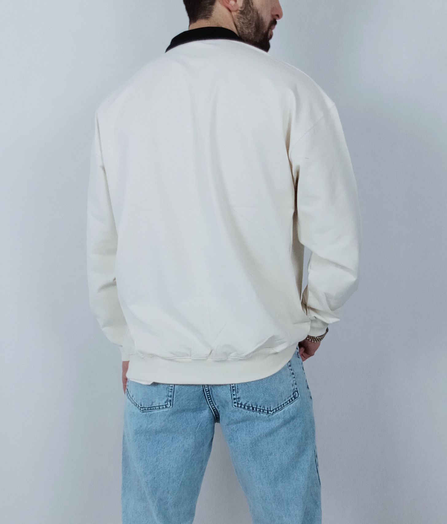 دورس آستین بلند مردانه پاییزه سفید طرح یقه بلایزر