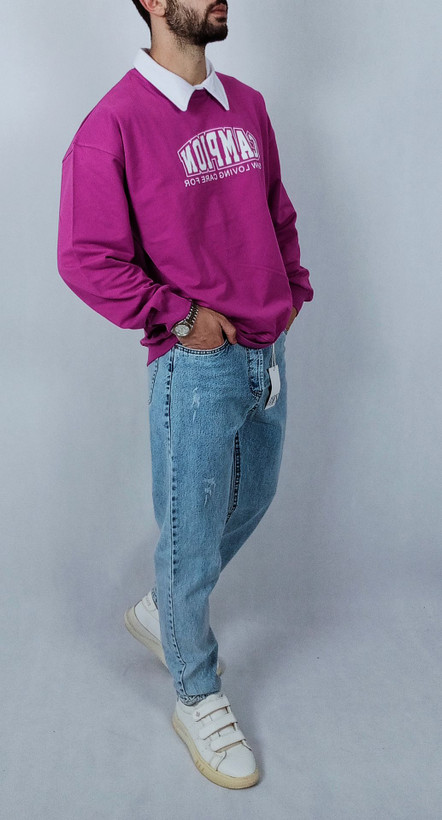 دورس آستین بلند مردانه پاییزه بنفش طرح یقه بلایزر