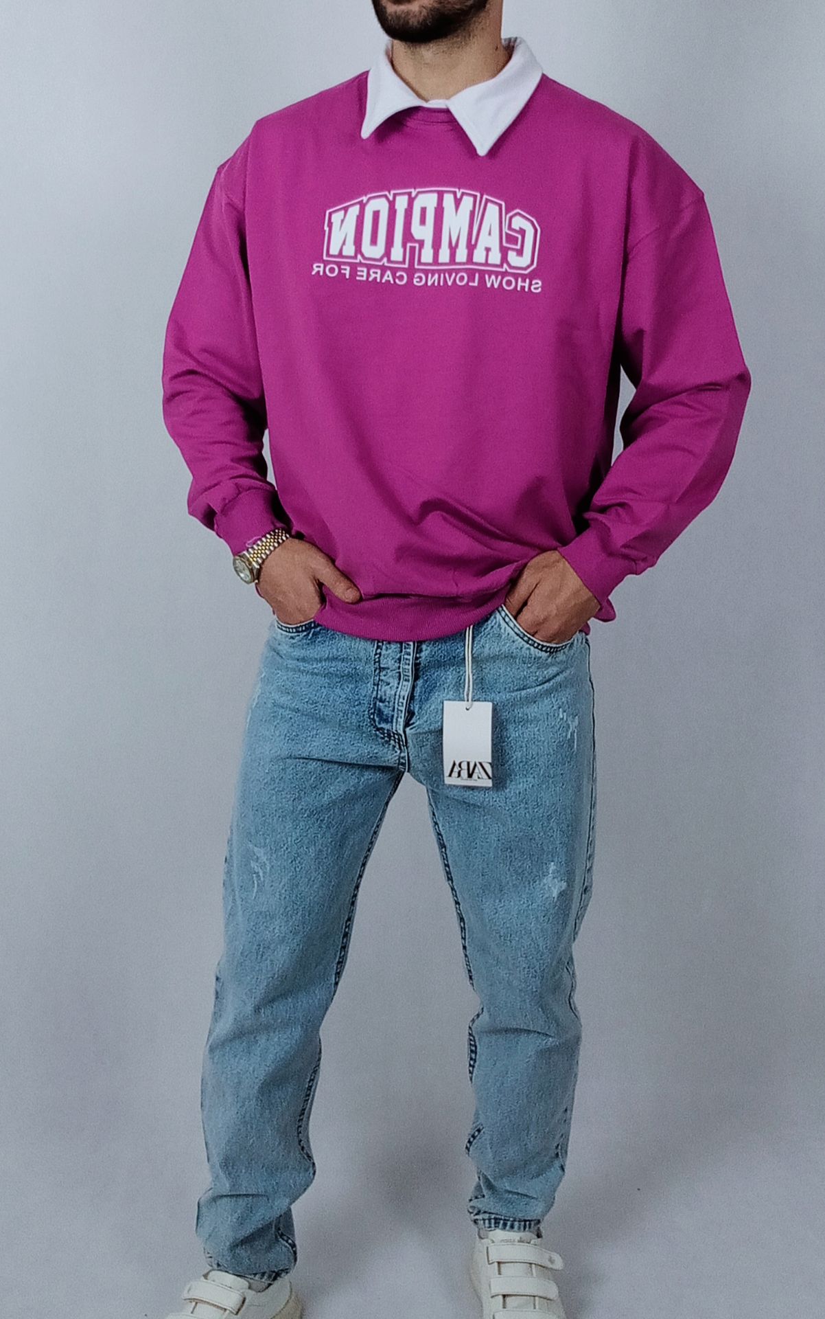 دورس آستین بلند مردانه پاییزه بنفش طرح یقه بلایزر