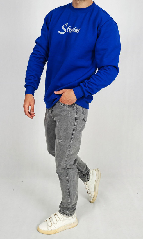 شلوار جین مام فیت مردانه طوسی طرح زاپ