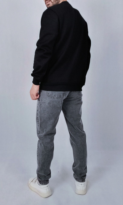 شلوار جین مام فیت مردانه طوسی طرح ساده