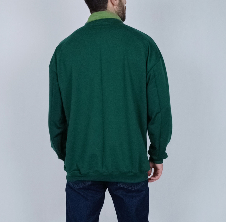 دورس آستین بلند مردانه پاییزه سبز طرح یقه بلایز