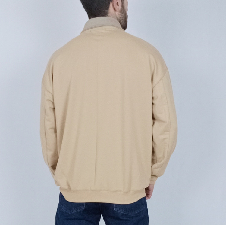 دورس آستین بلند مردانه پاییزه کرم طرح یقه بلایزر