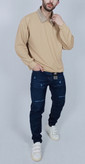 دورس آستین بلند مردانه پاییزه کرم طرح یقه بلایزر