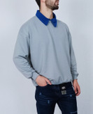 دورس آستین بلند ساده مردانه طوسی طرح یقه بلایزر