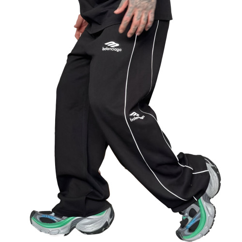 شلوار بگ مردانه پارچه ای مشکی طرح دو خط