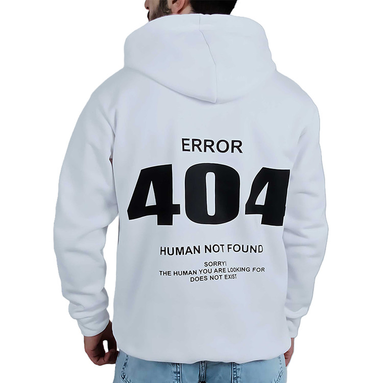 هودی مردانه سفید مشکی طرح ERROR 404