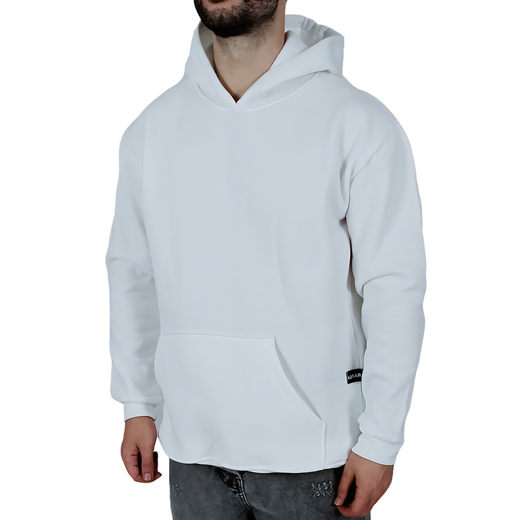 هودی آستین بلند مردانه مشکی سفید طرح ساده