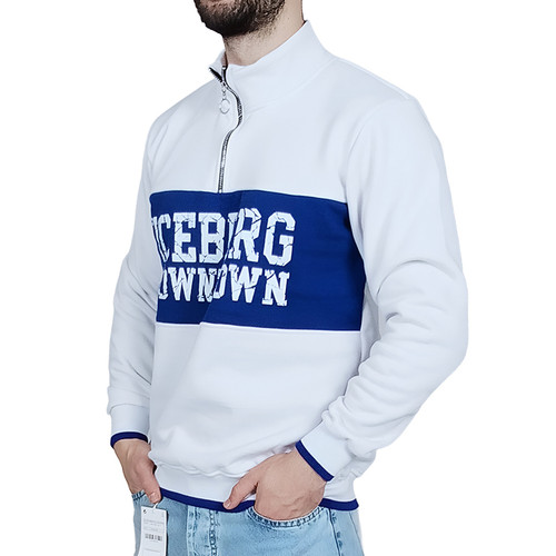 دورس  مردانه یقه نیم زیپ سفید طرح ICE