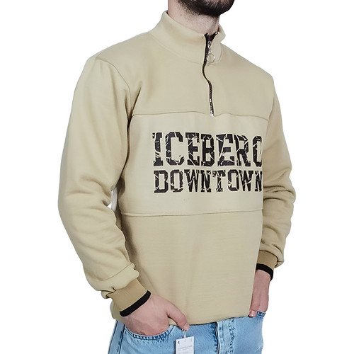 دورس  مردانه یقه نیم زیپ زرد طرح ICE