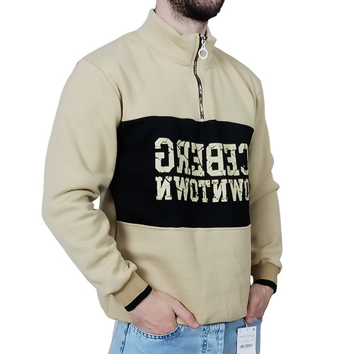 دورس  مردانه یقه نیم زیپ زرد مشکی طرح ICE دو رنگ