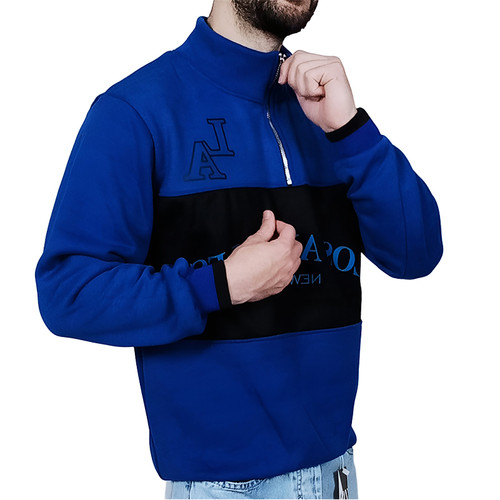 دورس مردانه یقه نیم زیپ آبی مشکی طرح LA