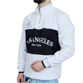 دورس مردانه یقه نیم زیپ سفید طوسی طرح LA