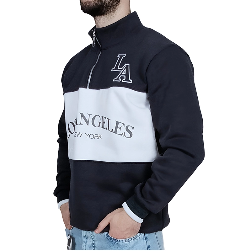 دورس مردانه یقه نیم زیپ طوسی سفید طرح LA