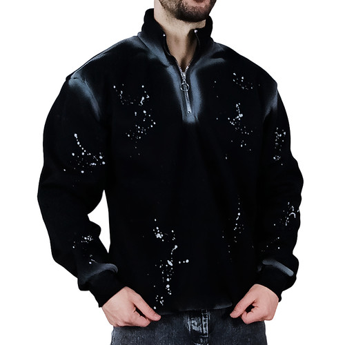 دورس مردانه مشکی نیم زیپ طرح آبرنگ