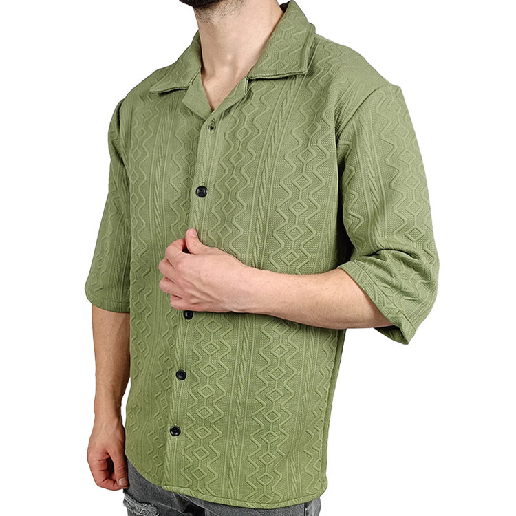 پیراهن آستین کوتاه مردانه سبز طرح باکسی
