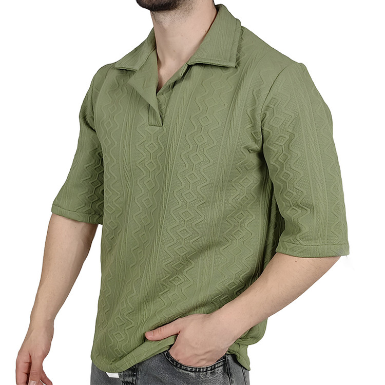 تیشرت آستین کوتاه مردانه سبز طرح باکسی