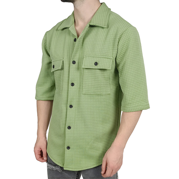 خرید پیراهن آستین کوتاه مردانه سبز طرح دو جیب