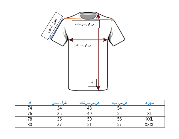 جدول سایز بندی پیراهن آستین کوتاه مردانه سبز طرح دو جیب