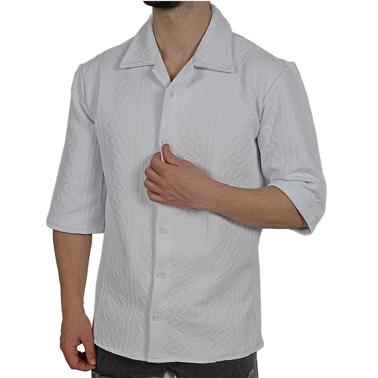 خرید پیراهن آستین کوتاه مردانه سفید طرح باکسی