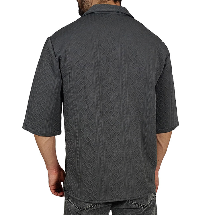 قیمت پیراهن آستین کوتاه مردانه طوسی طرح باکسی | 498000 تومان