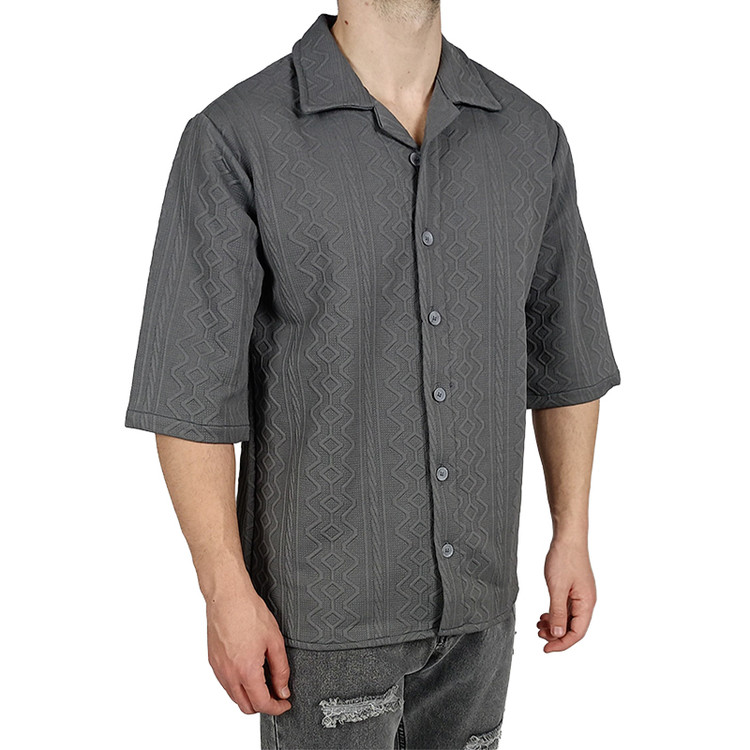 پیراهن آستین کوتاه مردانه طوسی طرح باکسی | بهترین کادوی روز مرد