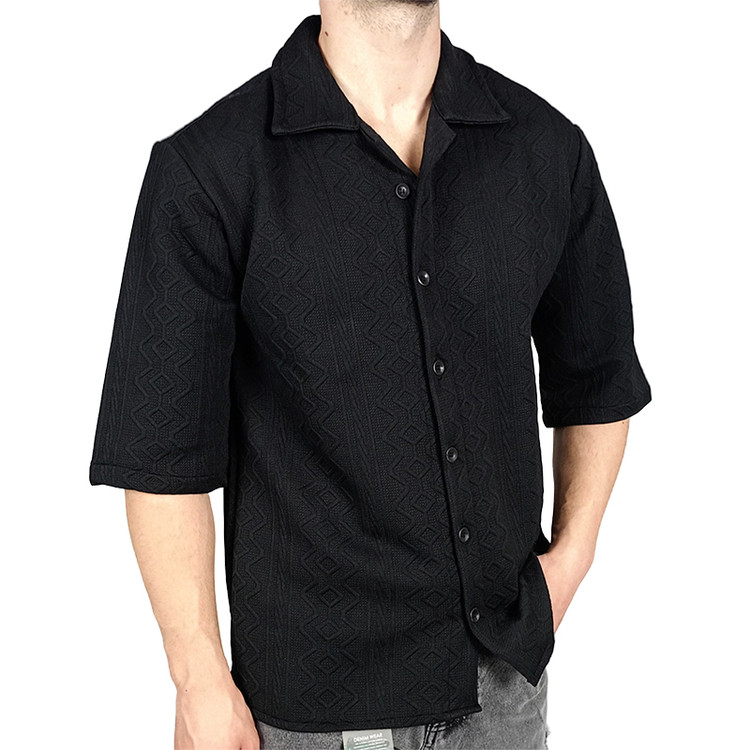 قیمت پیراهن آستین کوتاه مردانه مشکی طرح باکسی