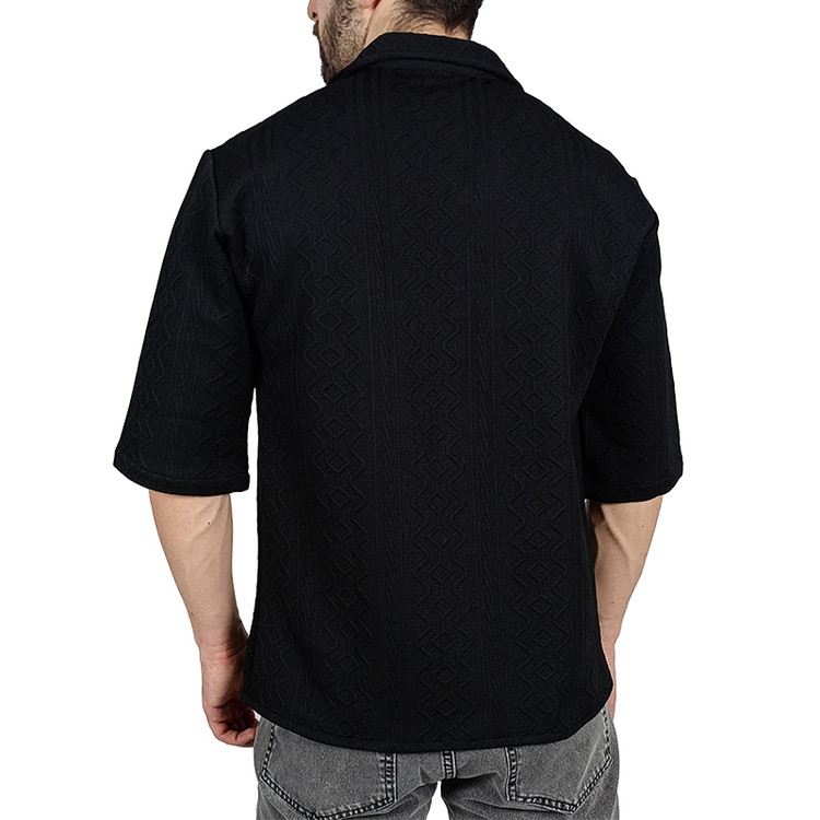 پیراهن آستین کوتاه مردانه مشکی طرح باکسی|خرید از خلخال