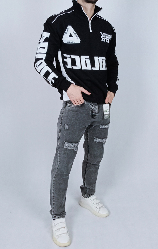 شلوار طوسی زاپدار