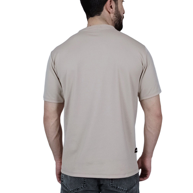 تیشرت آستین کوتاه ساده مردانه کرم طرح بیسکویتی